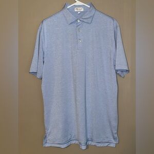 Peter Millar Summer Comfort Crown Light Blue Striped Performance Polo Mens Med